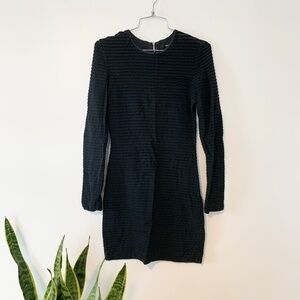 Kimberly Ovitz Black Tiered Long Sleeve Bodycon Dress sz 8